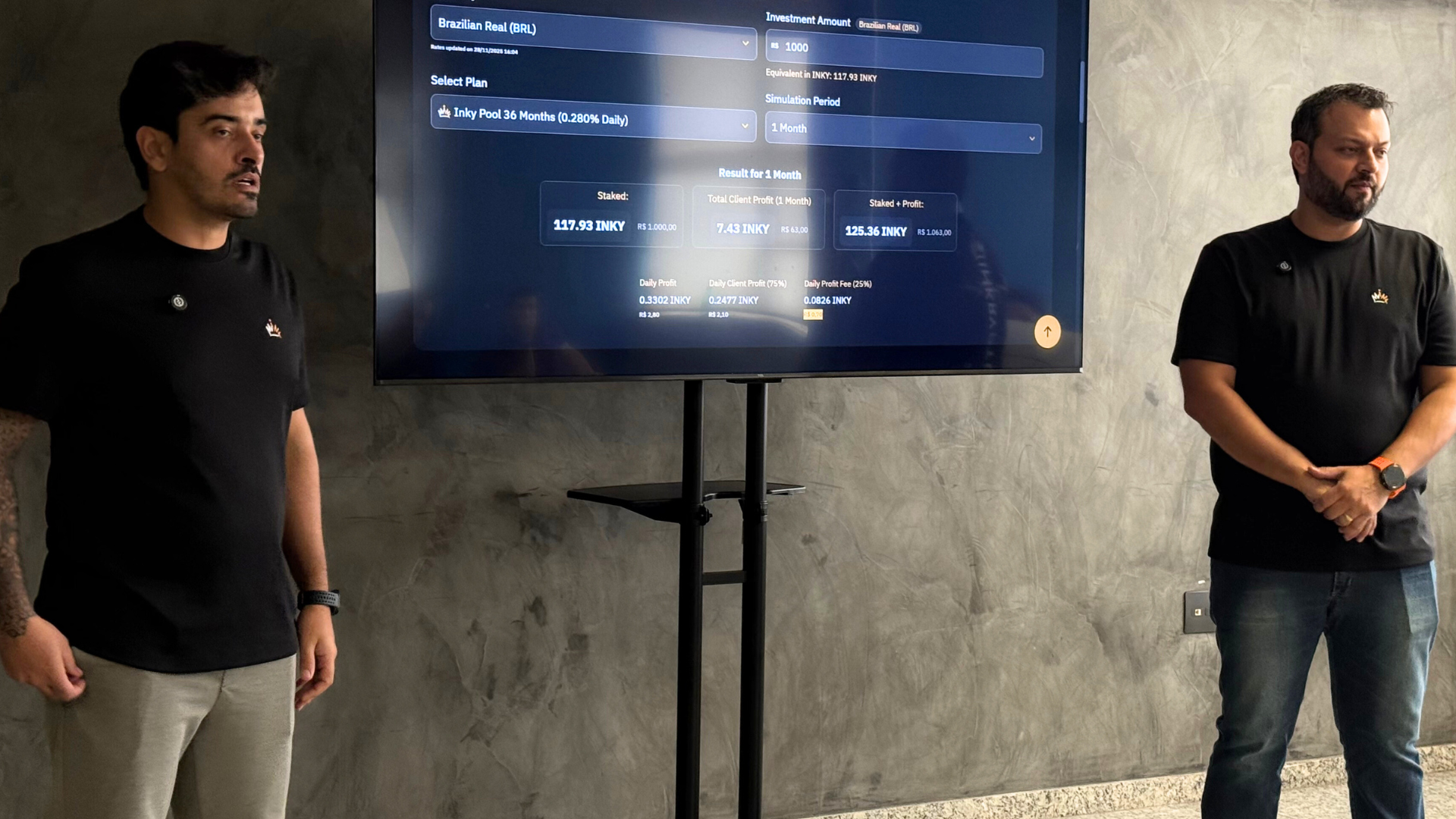 Ulisses and Bruno presenting Inkryptus at the First Look event